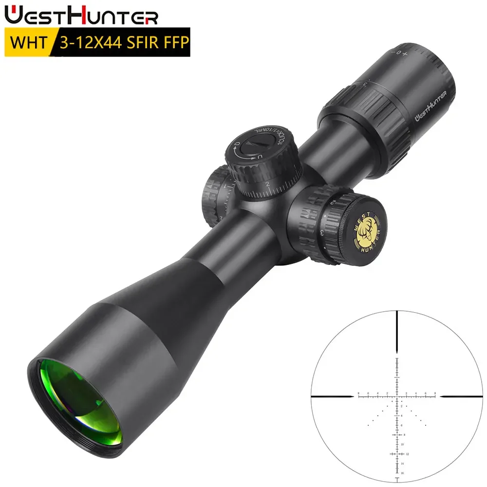 WESTHUNTER WHT 3-12X44 SFIR FFP Hunting Compact Scope First Focal Plane Optical Sights Illuminated Shooting Riflescope Fit .308