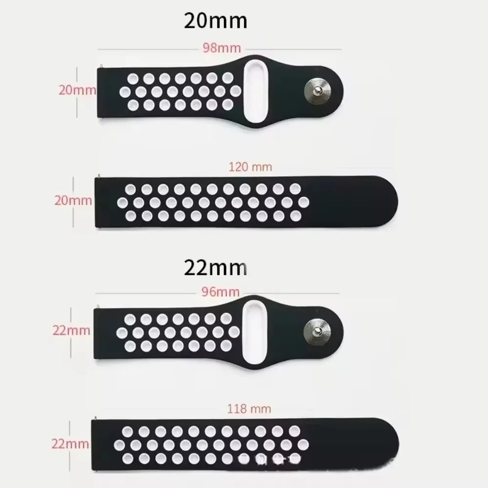 18/20/22mm Soft Silicone Strap for Xiaomi Watch S5-4-3 Breathable Belt Oneplus 4/Lite/3/2 Amazfit Bip 6 5 Max OPPO Watch X3 Mini