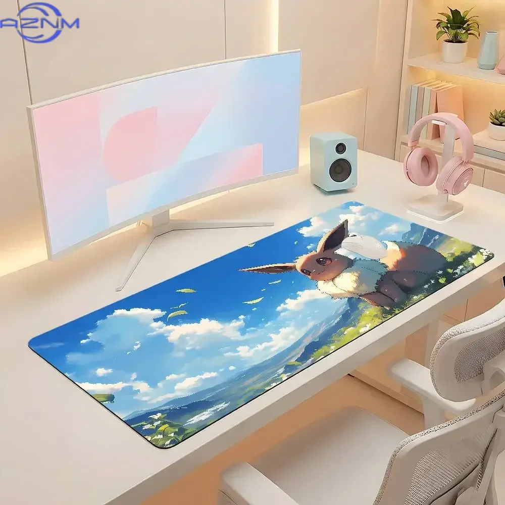 Pokemon Fluffy Long Eared Creature Large Mouse Pad Non-Slip Stitched Edge Gaming Desk Mat