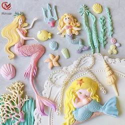 Mirosie Baking Fondant Cake Mold Ocean Series Mermaid Sleeping Beauty Seaweed Fishtail Silicone Molds Baking Accessories