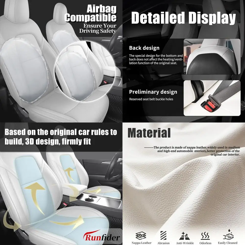 

Nappa Leather Car Seat Covers Compatible with Tesla Model Y 2017 2018 2019 2020 2021 2022 2023 2024 Full Set Custom Fit Does Not