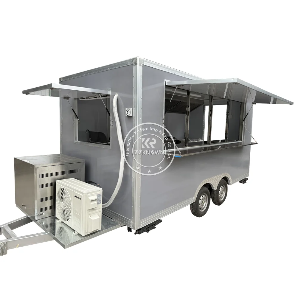 Caminhão de sorvete de reboque de comida rápida de rua para venda concessão fritadeira lanche reboque boba leite chá caminhão de comida