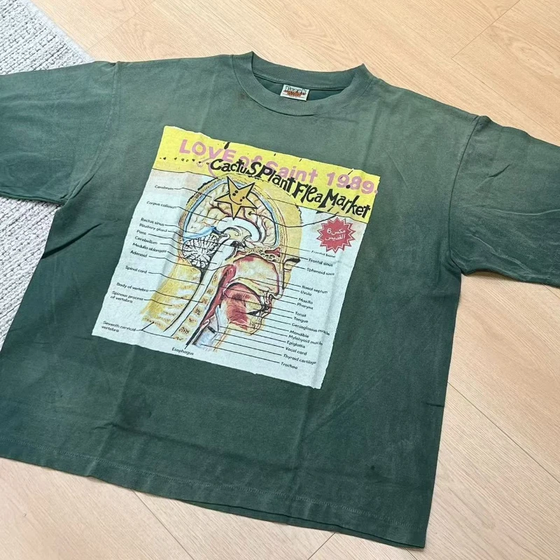 Camiseta SAINT CPFM 24AW con estampado de estrellas Wash Do Old Women Men Camisetas de manga corta