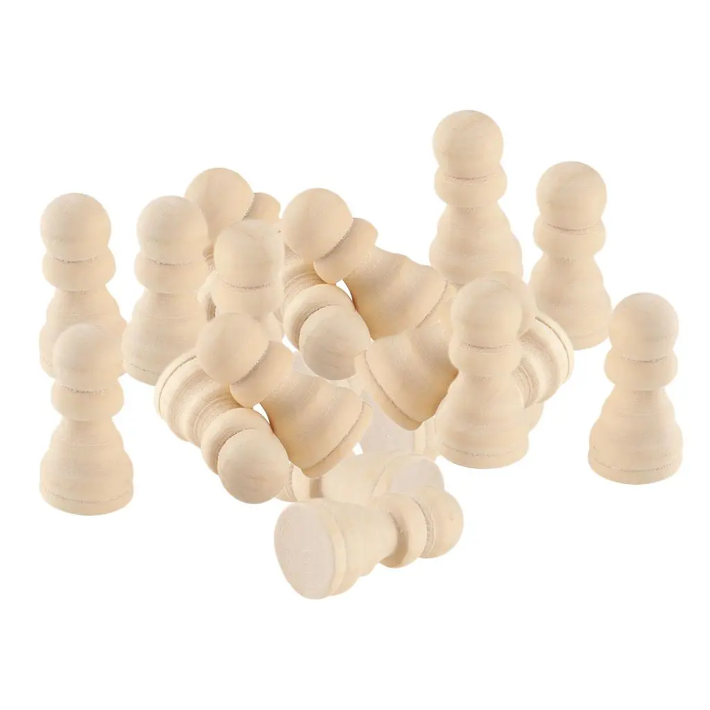 Smooth Wooden Chess Game Pieces High Quality Wooden Game Parts for Kids Table Board Educational Toys