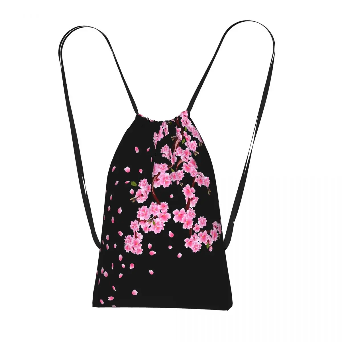 Japanese Sakura Floral Cherry Blossom Branch Backpacks Fashion Drawstring Bags Storage Bag Book Bags for Travel School
