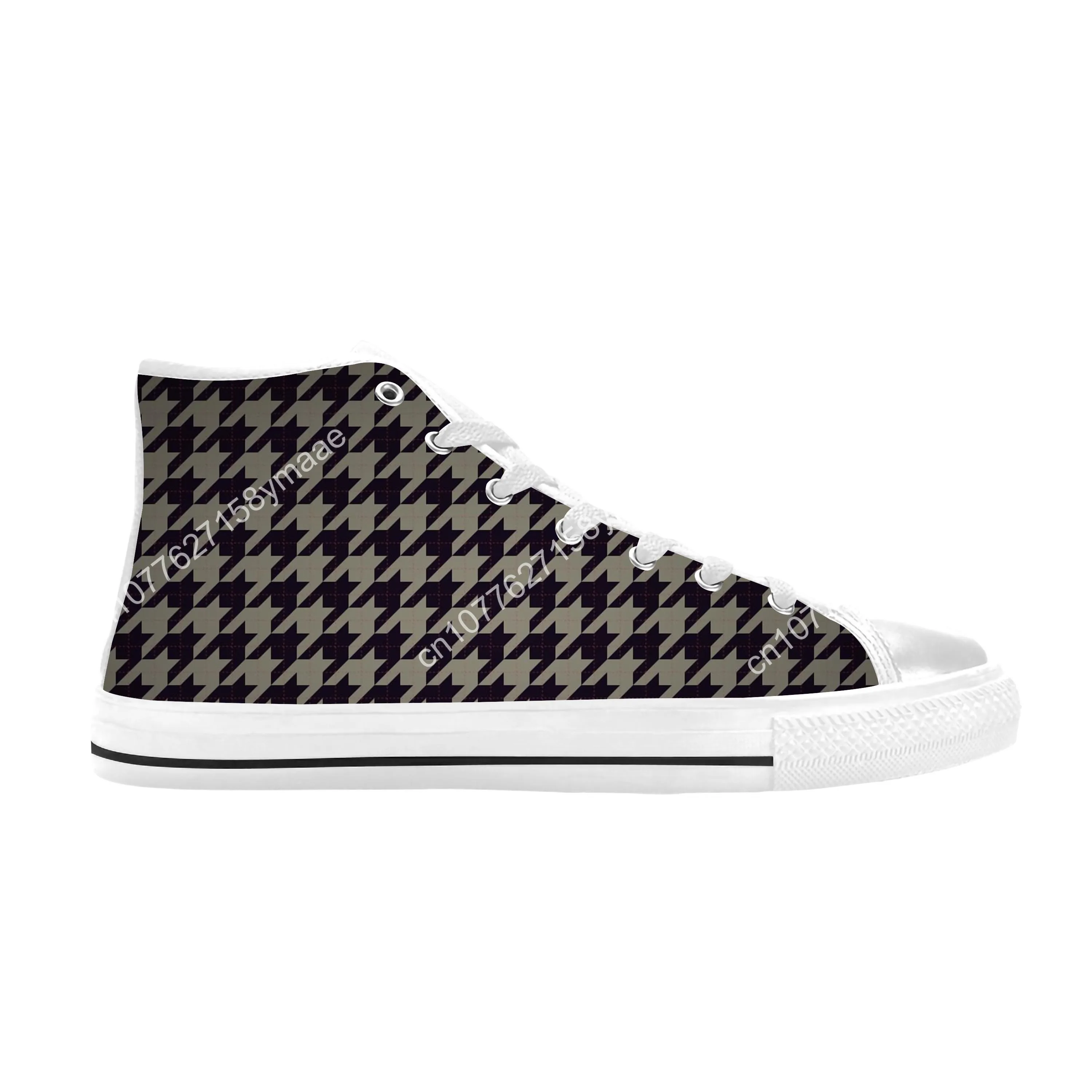 Classic Houndstooth Hounds Tooth Peel Stick Funny Casual Cloth Shoes High Top Comfortable Breathable 3D Print Men Women Sneakers