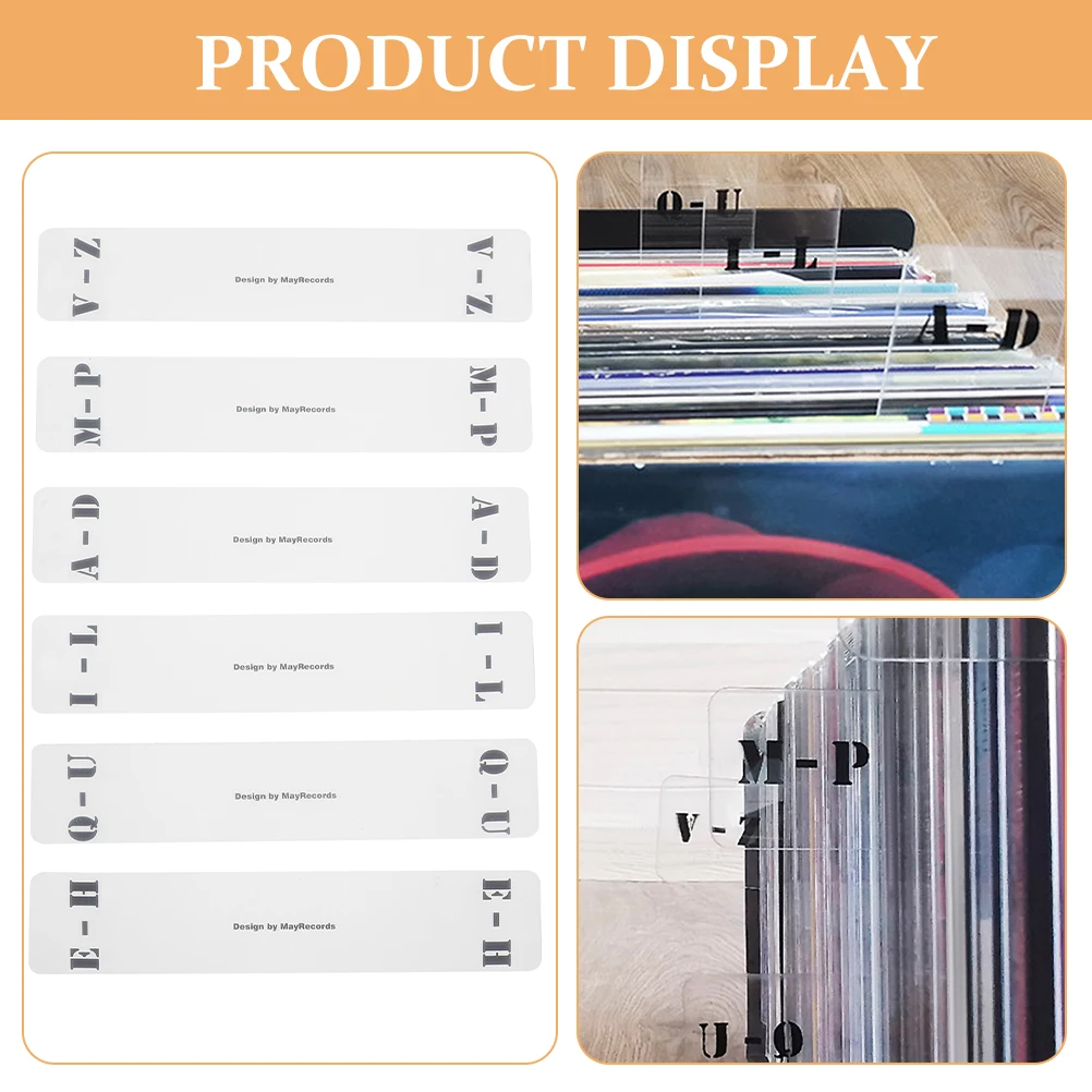 

12 Pcs Classification Tags Acrylic Vinyl Dividers A-Z Horizontal Vertical CD Labels Record Organizer Storage Shelf