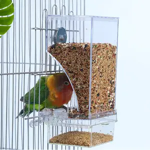No Mess Bird Feeders Automatic Parrot Feeder Drinker Acrylic Seed Food Container Cage Accessories For Small And Medium Parakeets 8 best sales glass hummingbird feeder - №2