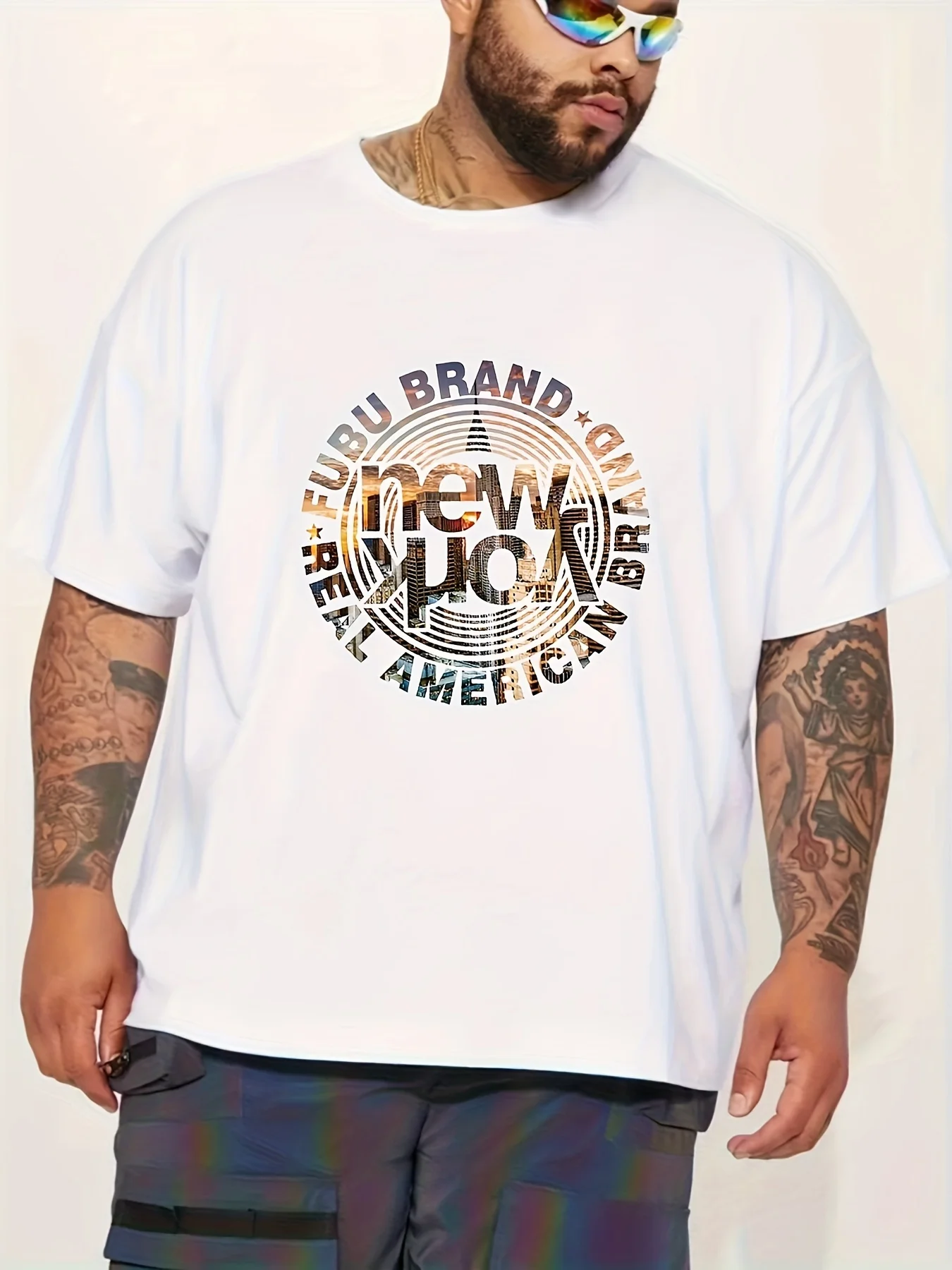 

Plus-Size 100% Cotton Men's T-Shirt with New York