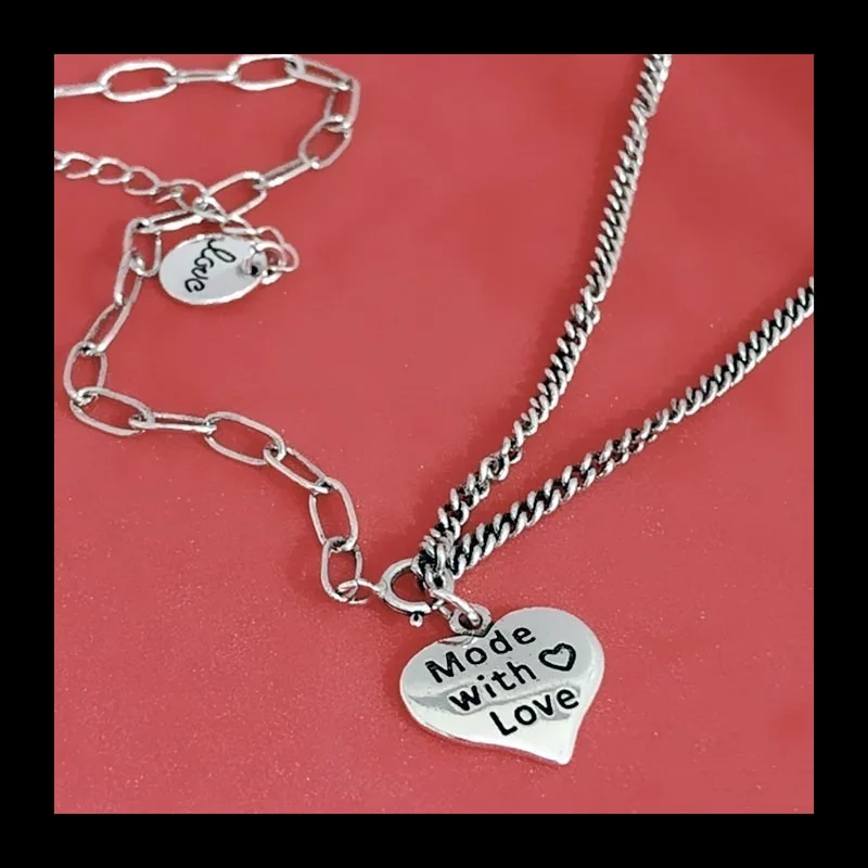 Collar de plata tailandesa Vintage para mujer, colgante de cadena de clavícula con múltiples alfabeto en forma de amor a la moda Ins, joyería