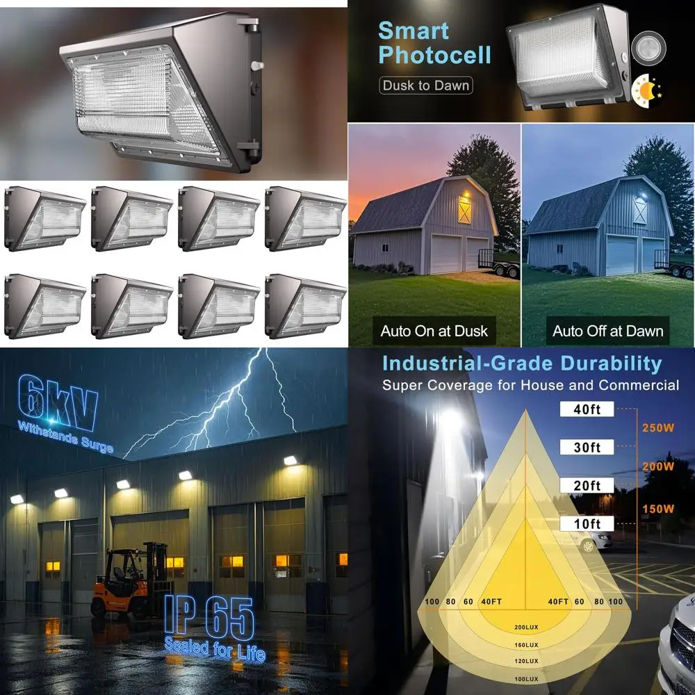 

Светодиодный настенный светильник 150 Вт, 100-277 В, с фотоэлементом (от заката до рассвета), 22500 люмен, 5000K дневной свет, IP65 для наружного освещения, S