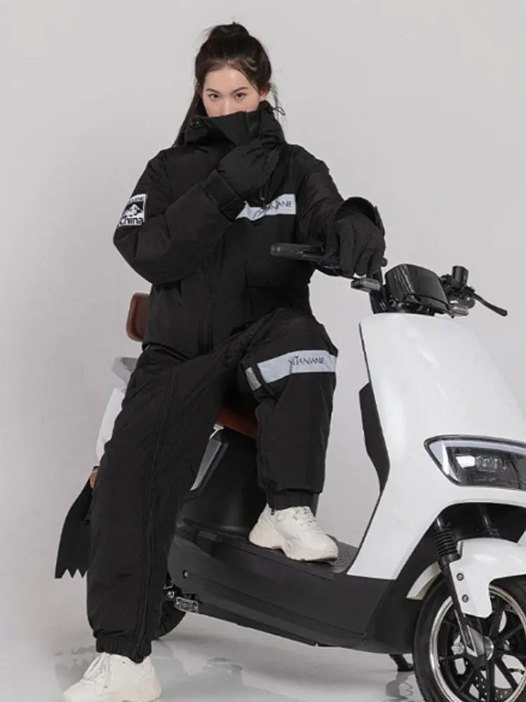 Zimowe elektryczne motocykle Odzież zimowa Wiatrówka Ciepła, zagęszczona pluszowa odzież jeździecka Odporna na zimno Narciarstwo na świeżym powietrzu Kombinezony wędkarskie — zdjęcie 2
