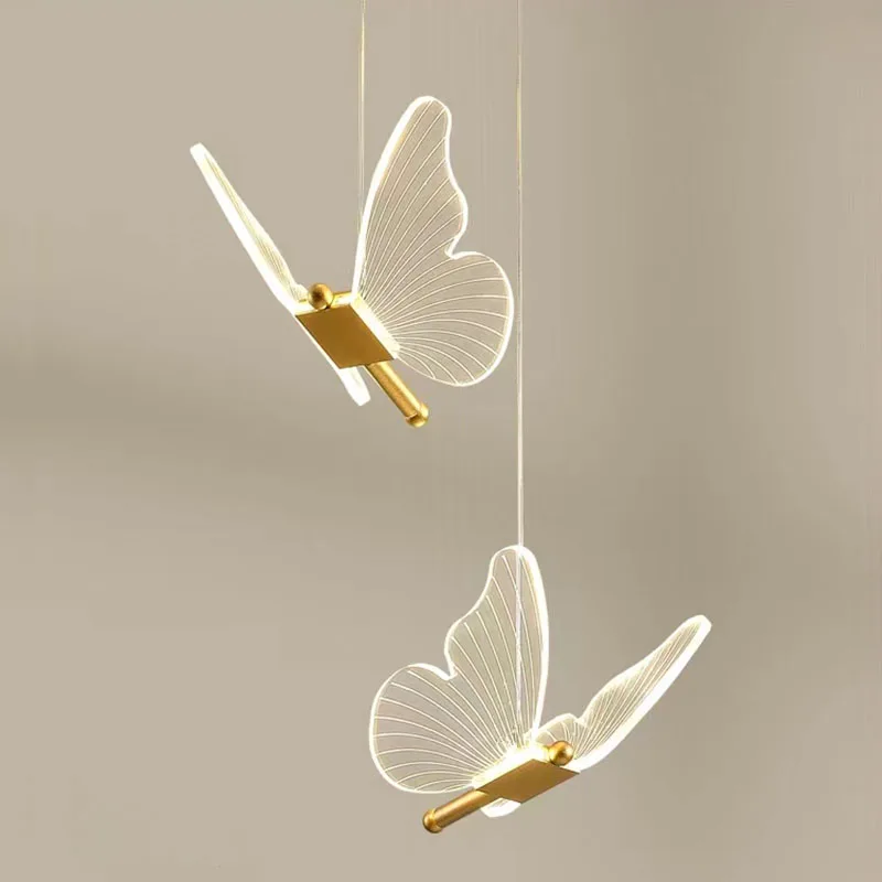 

Nordic butterfly Pendant Lights LED chandelier Indoor lighting Restaurant bedroom Modern decoration Tri-color dimming chandelier