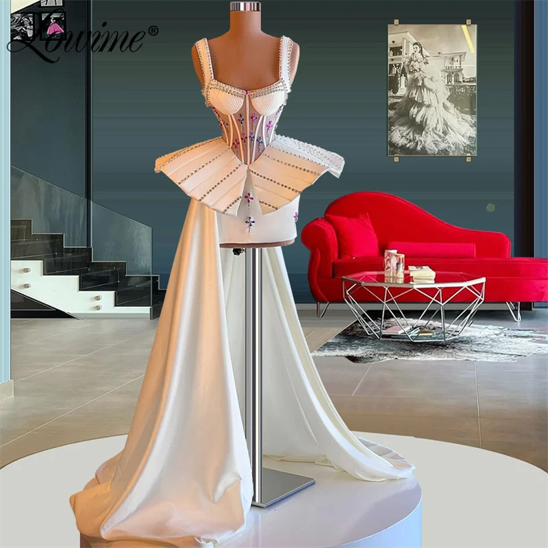 

2022 Newest Cocktail Dresses Crystals Short High Low Party Dress Ivory Graduation Dresses Customized Evening Gowns Prom Robes