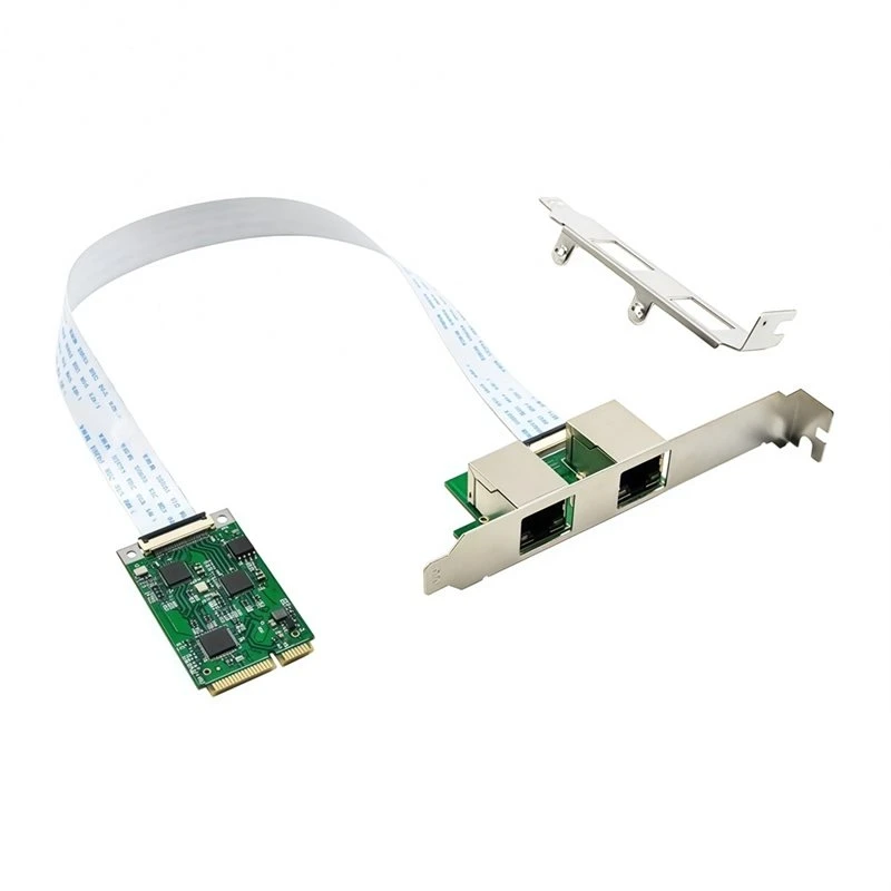 Mini Pcie 2.5G Dual-Port Network Card RTL8125BG Gigabit Ethernet Adapter 2.5G/1000M/100M/10M Mini PCI-E
