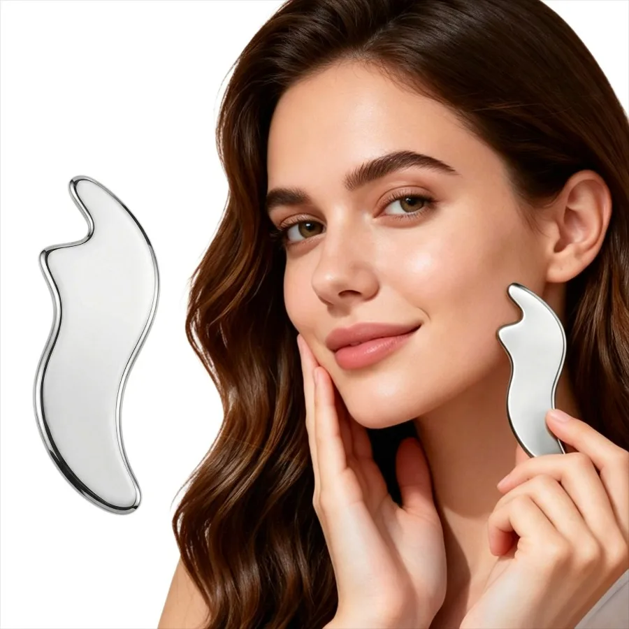 1Pc Stainless Steel Body Gua Sha Tool, Manual Scraper Massager for Back Neck Legs Arms, Smooth Edge Ergonomic Design