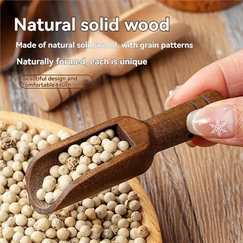 SHGO-Wooden Salt Spoon 10PCS For Kitchen Storage Jars Measuring Spoons For Coffee Bean Pepper Seasoning Spice