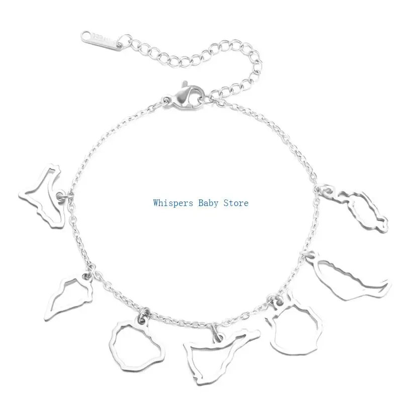 U90E Openwork Geographic Charm Bracelet with Spain and Canary Islands Design