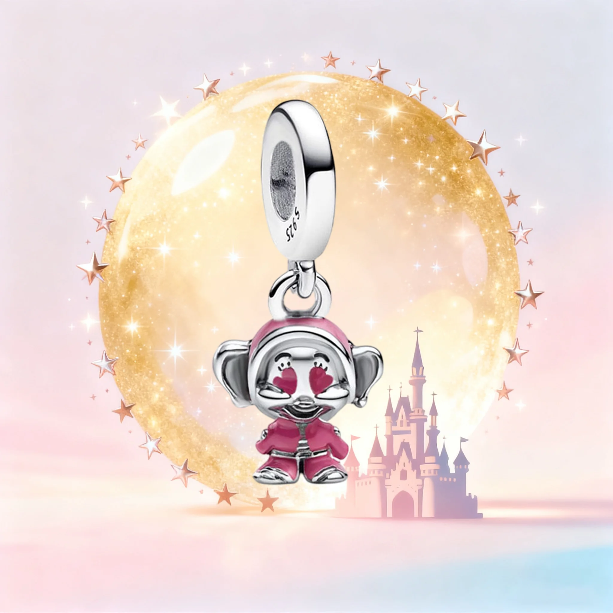 

S925 Silver Disney Dwarf Dangle Charm, Cute Cartoon Dwarf Pendant for Bracelet, Jewelry Accessory for Women Gift
