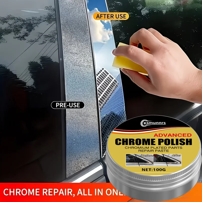 Chrome Professional Polishing Wax – Easy wipe-on chrome renovation paste. Restores original luster to vehicle plated trims, poli
