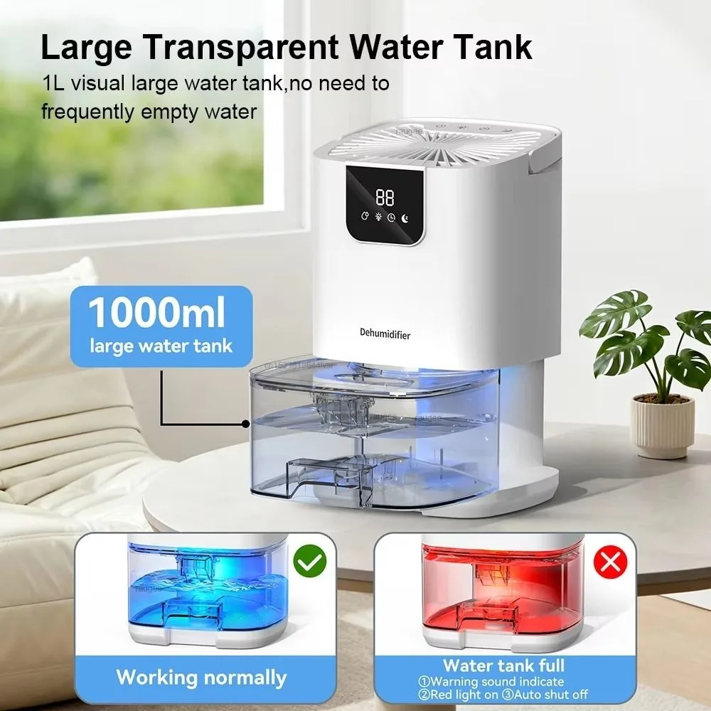 Night Light Smart Negative Ion Dehumidifier Low Noise Energy-saving Timer Air Dryer Efficient 1000ml Moisture Absorber Toilet