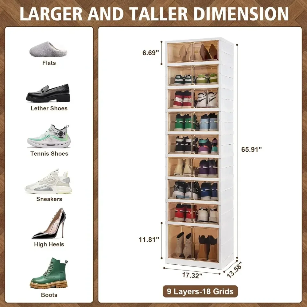 The shoe box can be folded, and a free storage box with a lid and wheels can be installed to stack the shoe cabinet