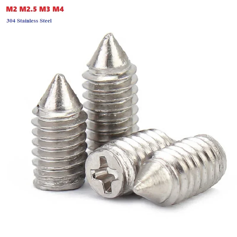 

304 Stainless Steel Phillips Tapered End Cone Point Set Screw Headless Grub Bolt M2 M2.5 M3 M4