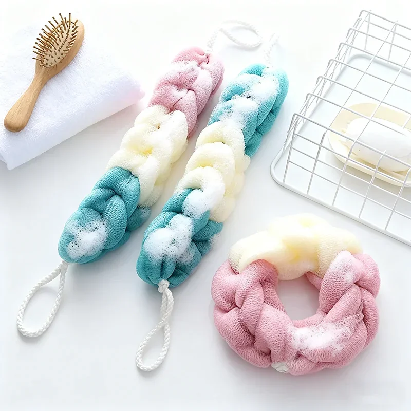 Mesh Foaming Sponge Bath Strips Colour Block Bath Balls Adult Back Body Rubbing Towel Mud Scrub