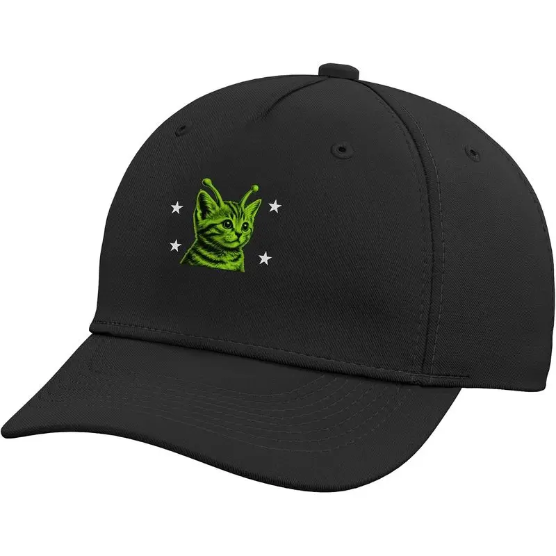 Y2K Alien Cat Meme Retro Silly Cat Vintage Space Kitty Funny Adjustable Baseball Hat