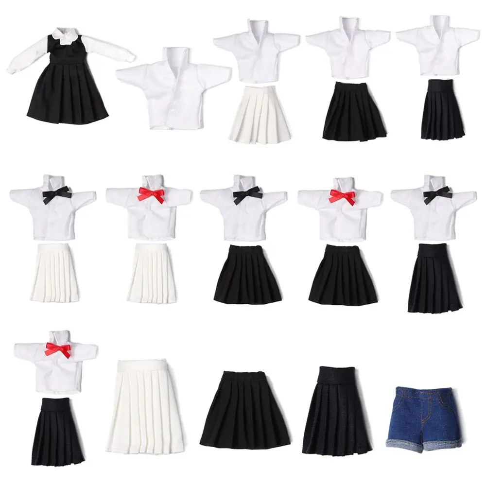 Navy Style Clothes for 1/6 Bjd Doll Casual Wears Dresses Doll Handmade Multistyles Doll Mini T-shirt Skirts Doll Accessories