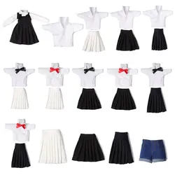 Navy Style Clothes for 1/6 Bjd Doll Casual Wears Dresses Doll Handmade Multistyles Doll Mini T-shirt Skirts Doll Accessories