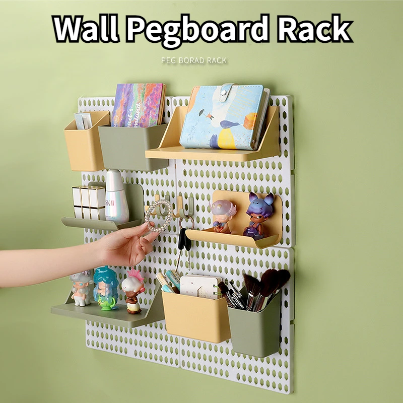 Hole Board Wall Display Decor Free Punching Pegboard Wall Organizer Shelf Kitchen Household Storage Plastic DIY Combinable Shelf