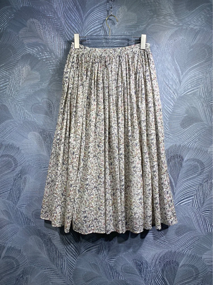 Women's Empire Half Dresses, 100% Cotton Printing Skirt, High Street, Party, Holiday Expansion