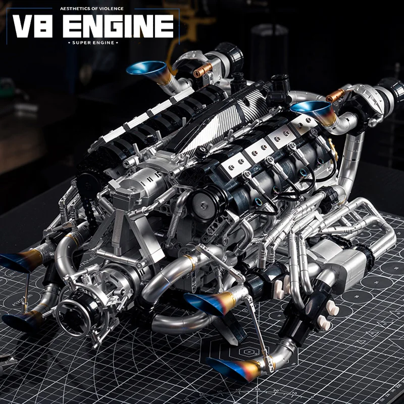 كتلة بناء محرك Batmobile V8 الكهربائية، نموذج تجميع عالي الصعوبة لمحاكاة كبيرة الحجم #2