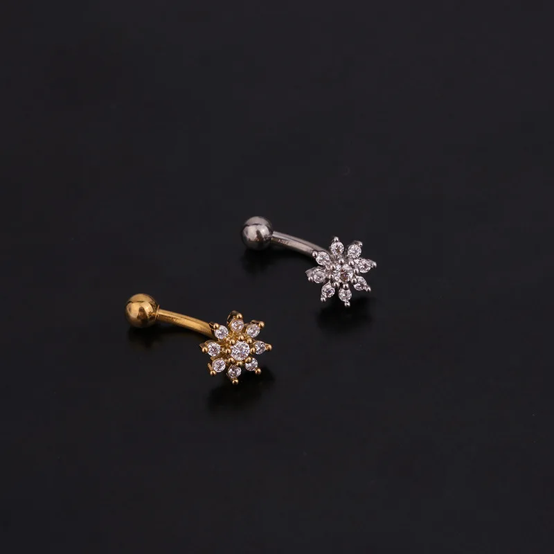1PC Flower Crown CZ Eyebrow Ring Tragus Helix Rook Earring Piercings Curved Banana Piercing Bijoux Lip Helix Rings Jewelry