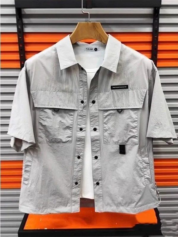

New 2026 Men's Casual Short Sleeve Shirt Thin Breathable Multi-Pocket Workwear Style Summer Lightweight Versatile Collared Shirt