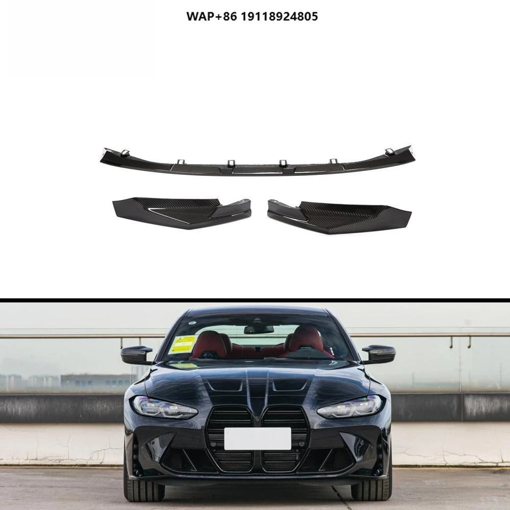 

3Pcs M4 Dry Carbon Fiber Car Front Bumper Lip for B-MW G80 M3 G82 M4 2021-2022