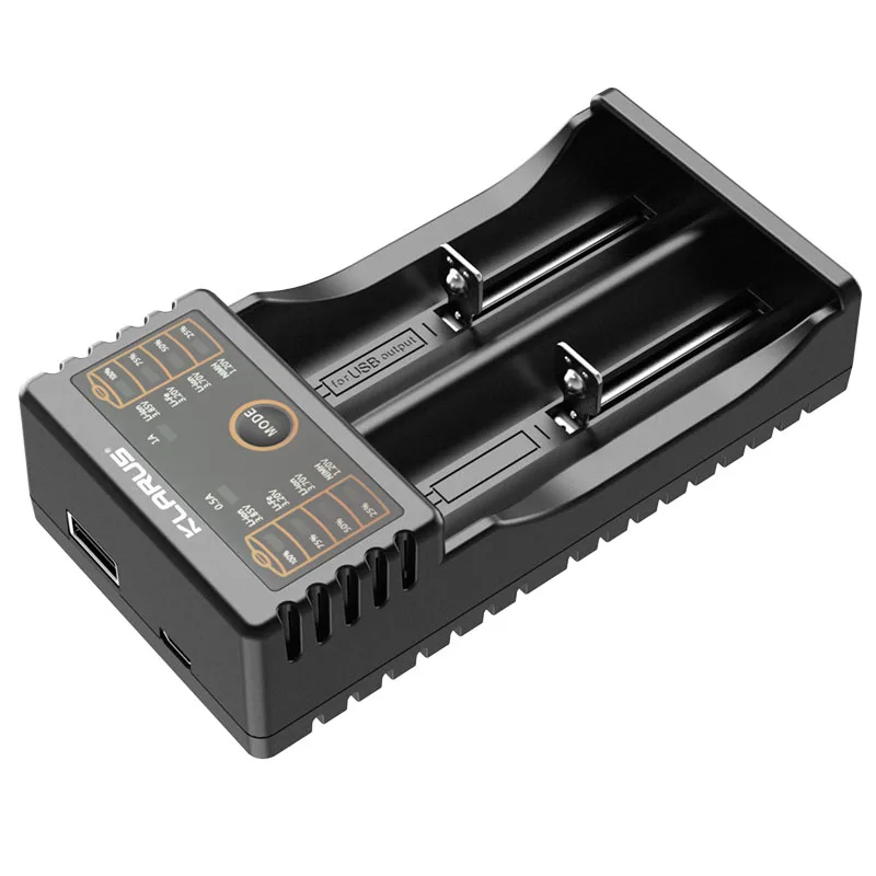 Klarus K2 Dual-slots Charger for Flashlight Battery, Fits for 26650, 22650, 18650, 18490, 17670, 17500, 16340, 14500, 10440, 163