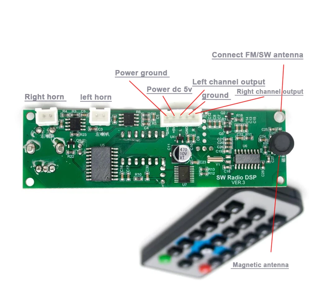 64-108Mhz Short-wave FM Radio Receiver Digital DSP Audio Signal Receiving Module SW FM Stereo LED Display Frequency