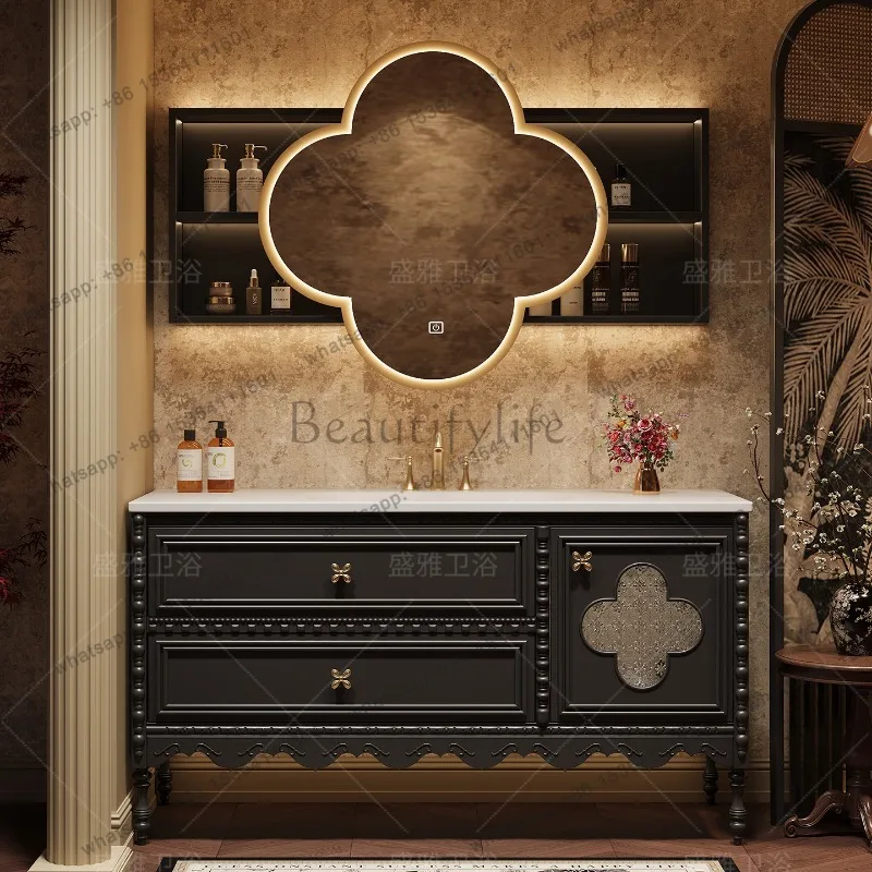 YJ Waterproof Sink Bathroom Cabinet Drawers Wooden Display Storage Bathroom Mirror Cabinet Clearance Mobile Da Bagno Furniture H