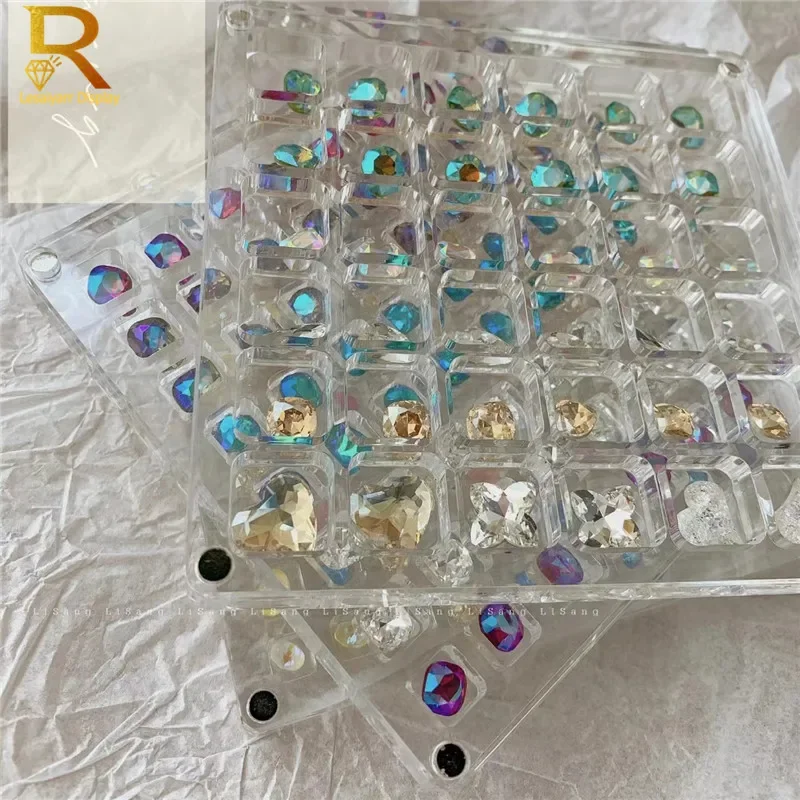 36/64/100Grids Acrylic Nail Art Rhinestones Storage Box Square/Round Grids Nail Charms Jewelry Decoration Oraganizar Quality Box