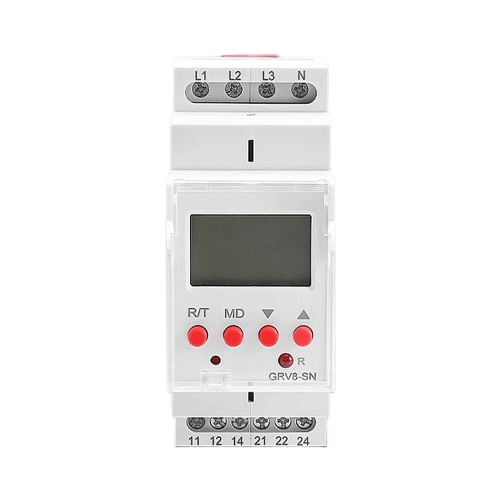GRV8-SN LCD Digital Voltage Relay for 3 Phase 4 Wire Systems with SPDT Outputs and Adjustable Over/Undervoltage Thresholds