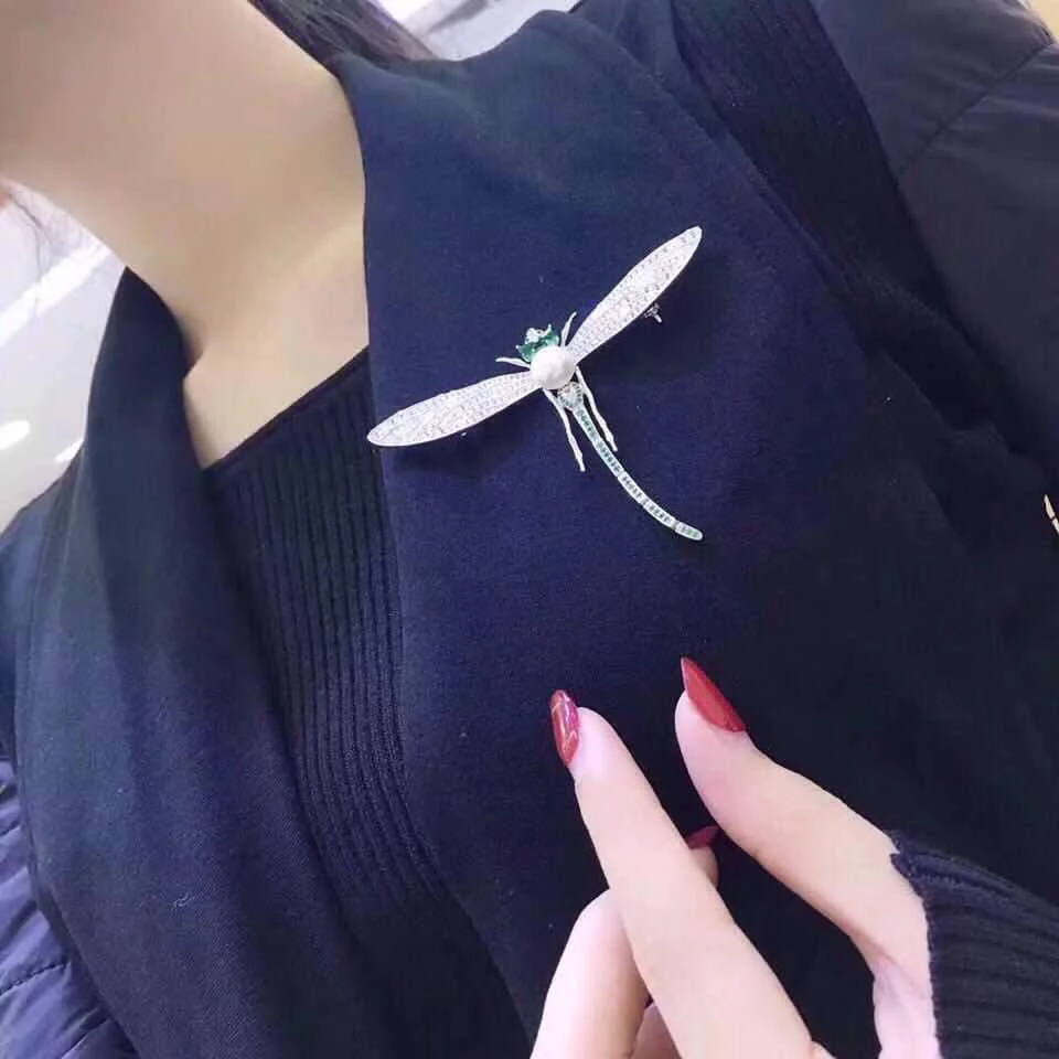 

Women's White Pearl Dragonfly brooch pin brooch