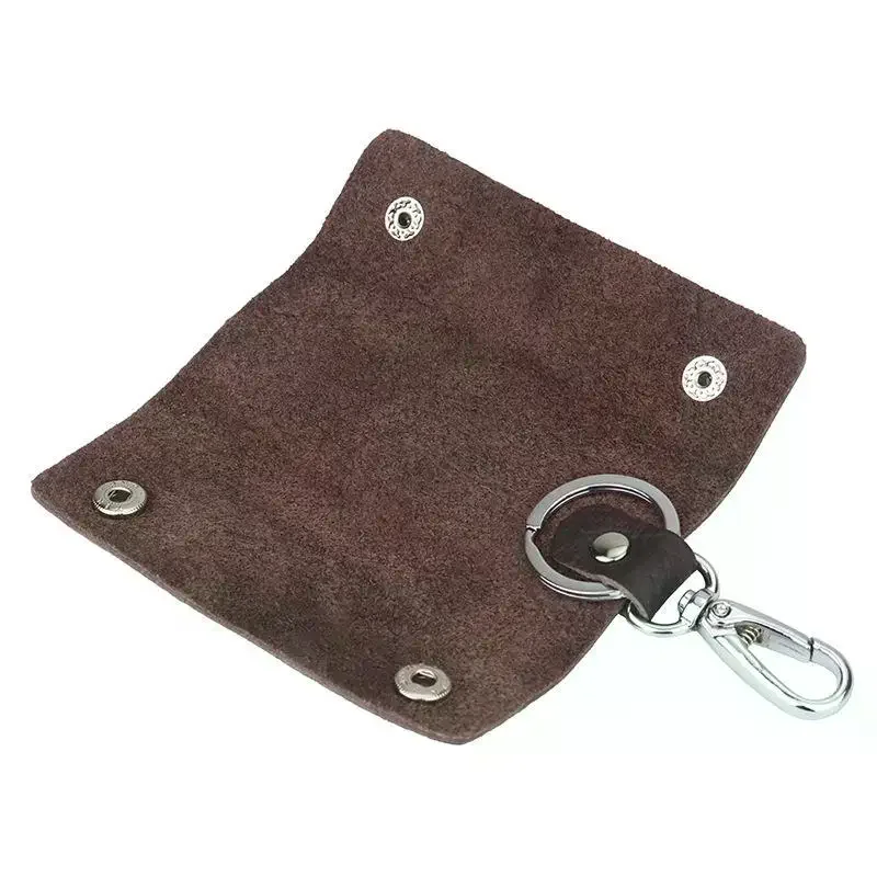 Men's Portable Genuine Leather Keychain Pouch Waterproof Anti-scratch Zipper Bag for Outdoor Casual Office Use
