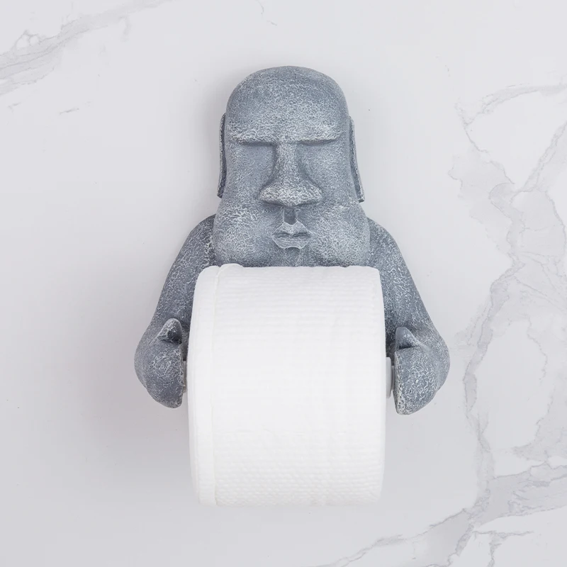 ‌No-Drill TP Holder, Bathroom Stone Sculpture Organizer, Greek Island Resin Shelf, Unique Wall Decor Display