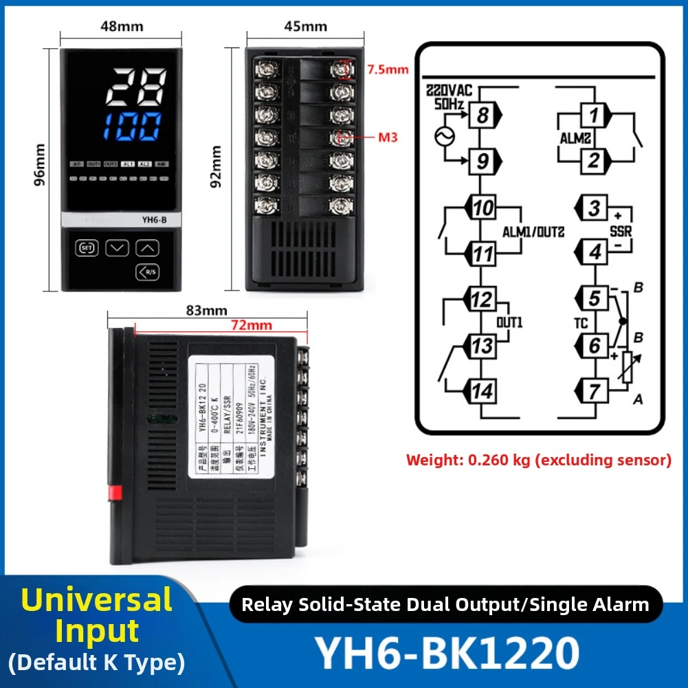 Industrial Digital Temperature Controller Smart PID Thermostat Dual Output for HVAC Machinery and Process Control