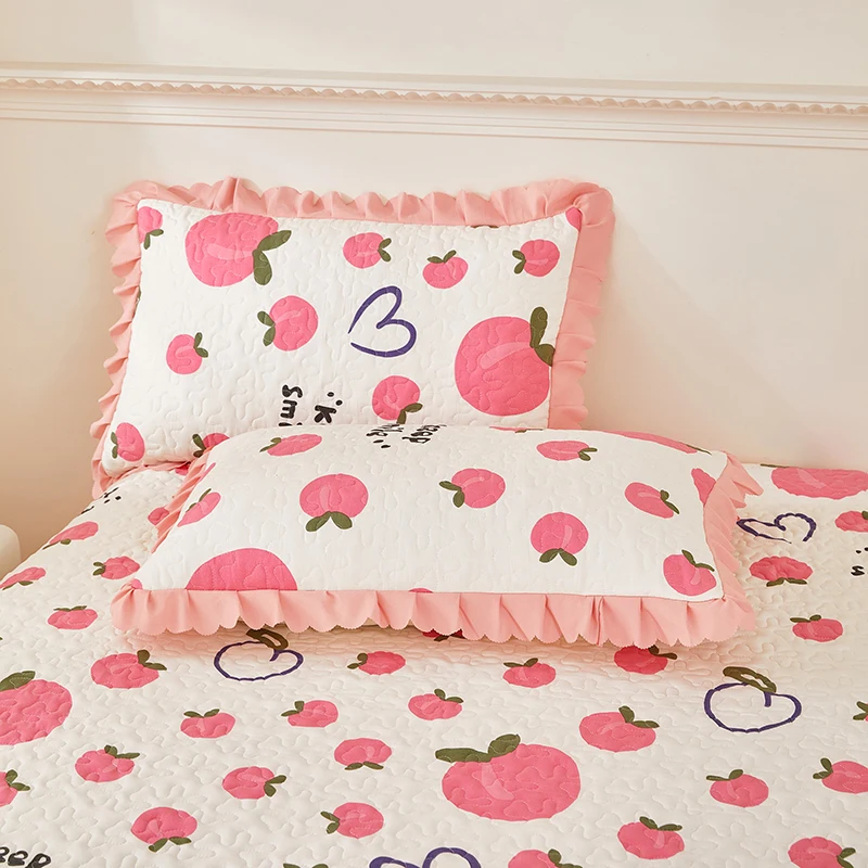 Edredón de melocotón de dibujos animados tamaño Queen, edredón con estampado de corazón de amor rosa, Ultra suave, ropa de cama de 1 pieza para decoración de habitación