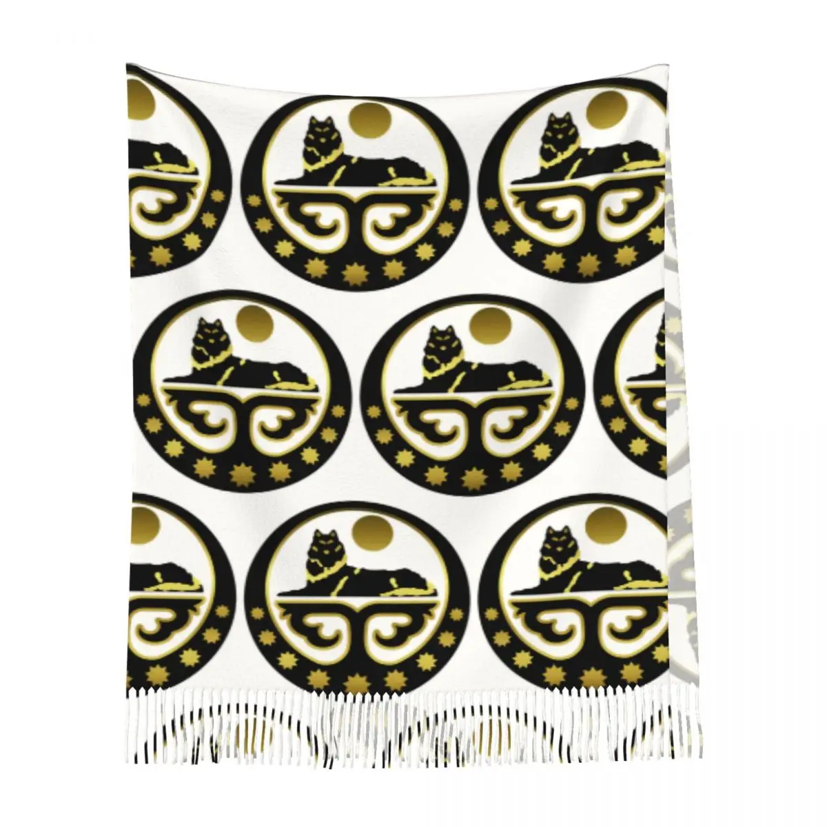 Чечен Борд Волк Герб Чечня Шарф Шарфы с кисточками для женщин Мягкие теплые шали и накидки Длинная осенне-зимняя шаль