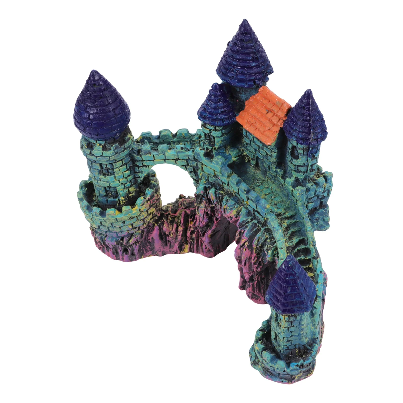 

Aquarium Castle Ornament Resin Craft Fish Tank Decoration Holes for Real Moss Addable Decor Aquarium Castle Ornament