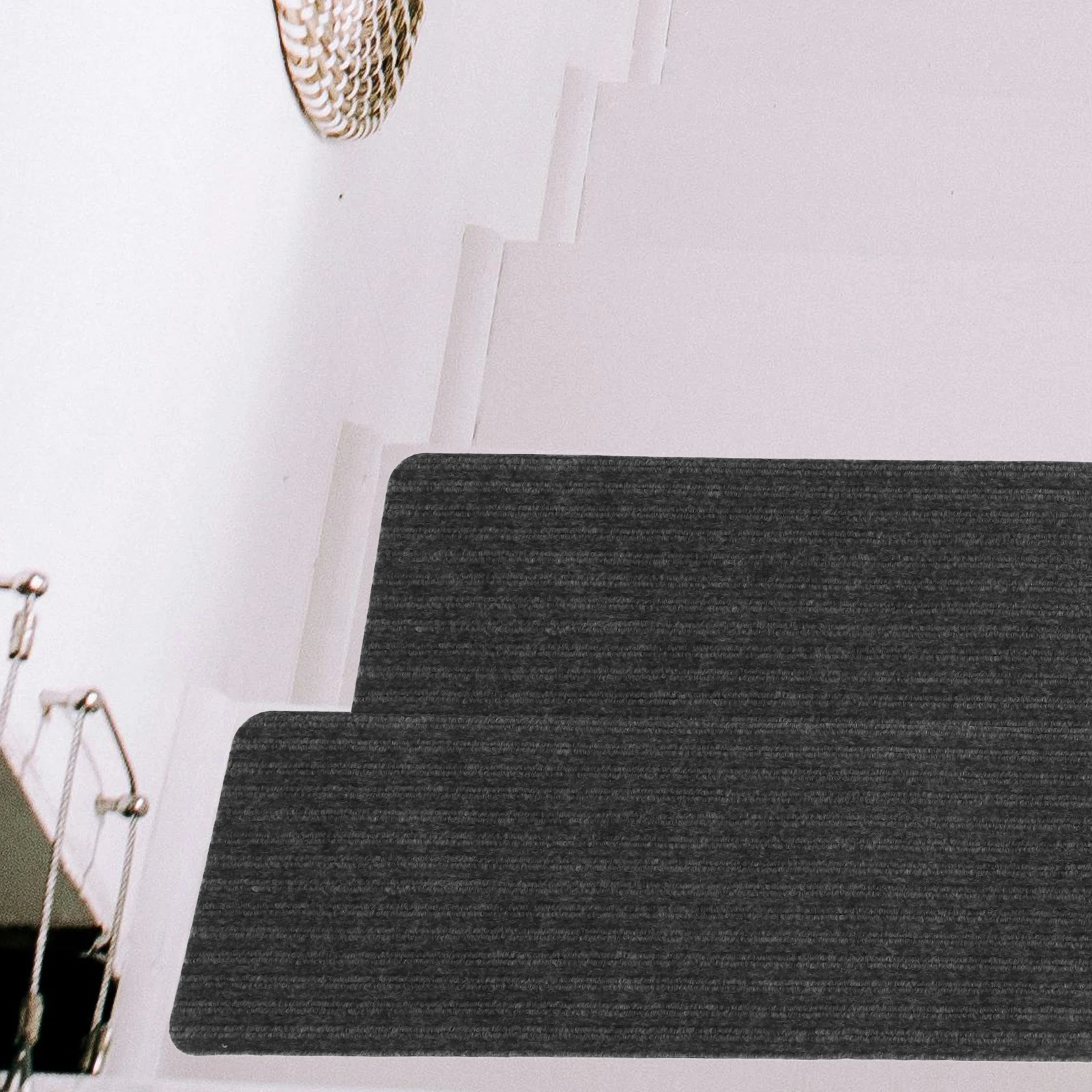 Double Stripe Anti-slip Step Mat Floor Rug Tread Polyester Peel and Stick Stair Treads Non-slip